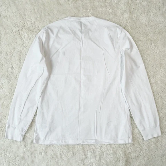 POLO Ralph Lauren Men White Cotton Jersey Long Sleeve Shirt MEDIUM Classic Basic - Picture 2 of 8